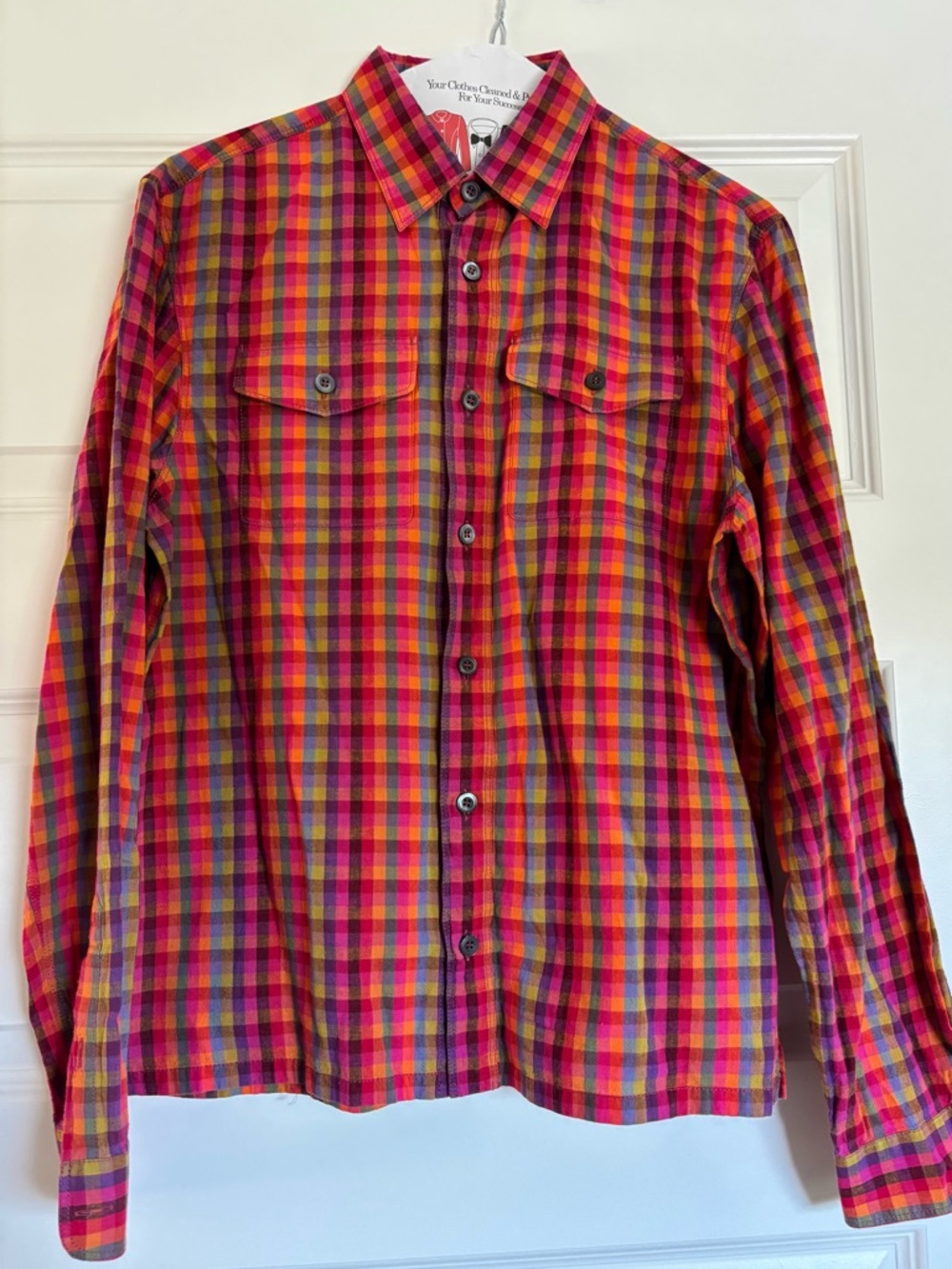 Prada Multicolor Plaid Button-Down Shirt - Red, Yellow & Pink